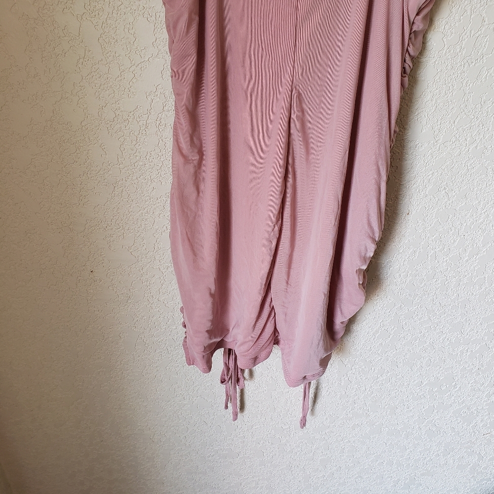 NWOT Blashe Pink Blush Ruched Tie Hem Dress Size L - Picture 7 of 9